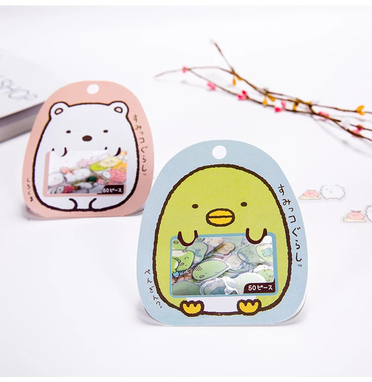 50 Pcs/Bag DIY Cute Cartoon Kawaii PVC Stationery Stickers Lovely Cat Bear Sticker for Diary Decoration Note Sticker Flakes