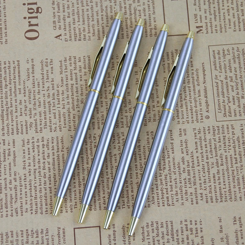 1 Pc New Arrival Stainless Steel Rod Rotating Metal Ballpoint Pen Commercial Ballpoint Pen Gift Stationery