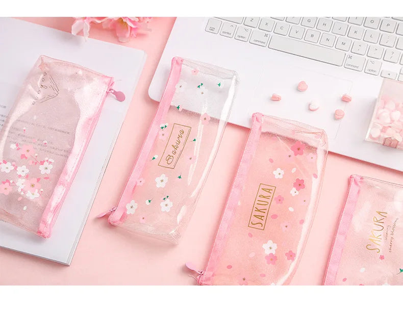 1Pcs Kawaii Pencil Case Beautiful pink girl heart Gift Estuches School Pencil Box  Pencil Bag School Supplies Stationery