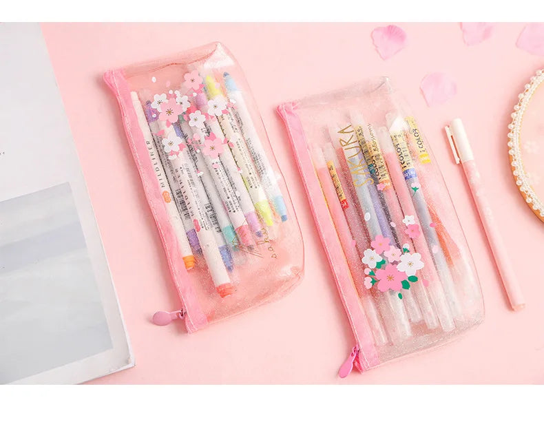 1Pcs Kawaii Pencil Case Beautiful pink girl heart Gift Estuches School Pencil Box  Pencil Bag School Supplies Stationery