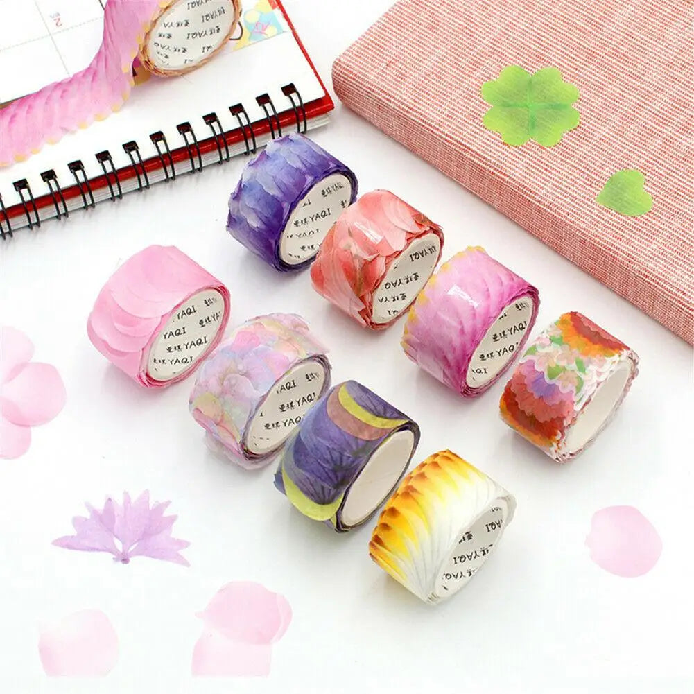 200PCS/Roll Masking Petals Tape Washi Tape Scrapbook Sticker Sticky Paper Flower