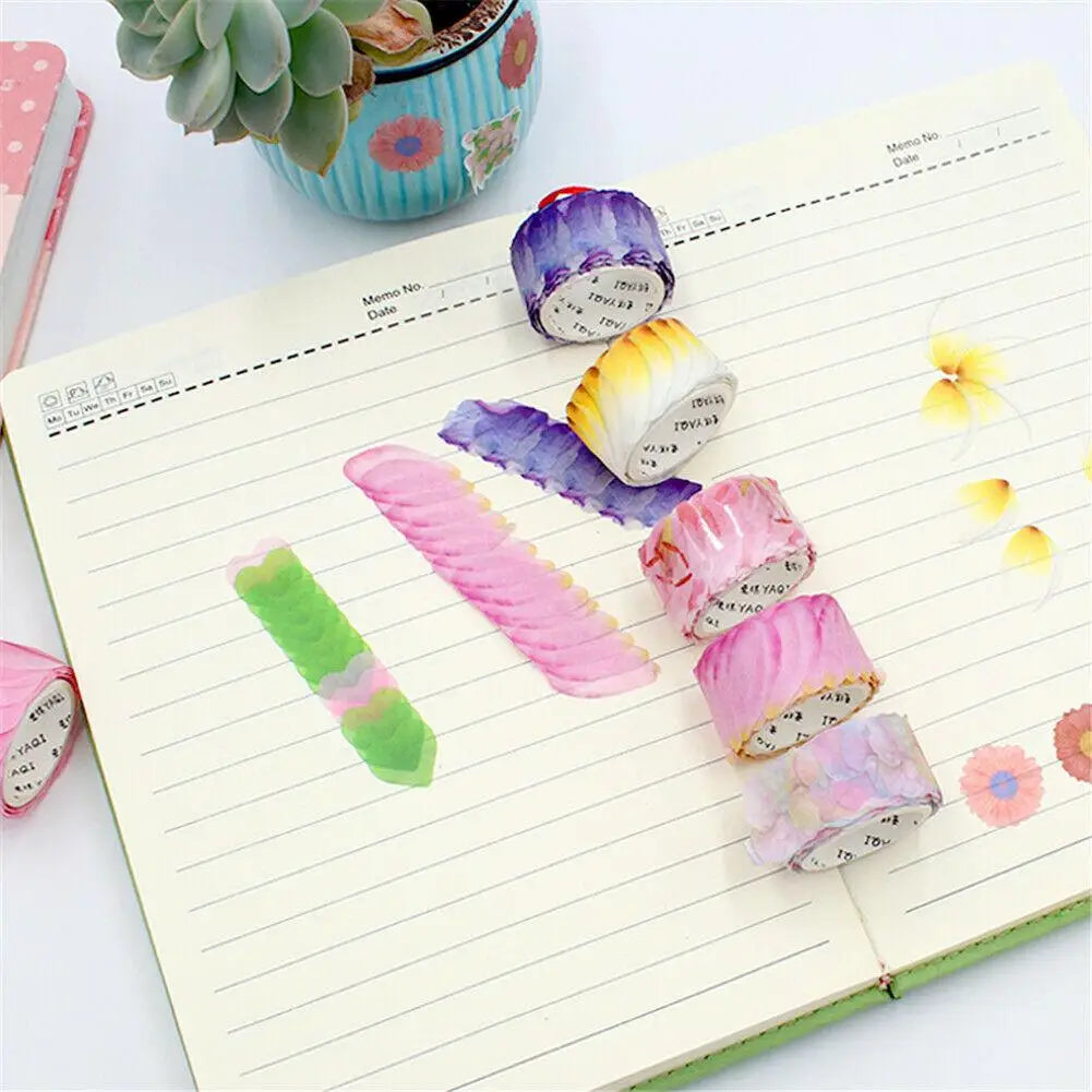 200PCS/Roll Masking Petals Tape Washi Tape Scrapbook Sticker Sticky Paper Flower