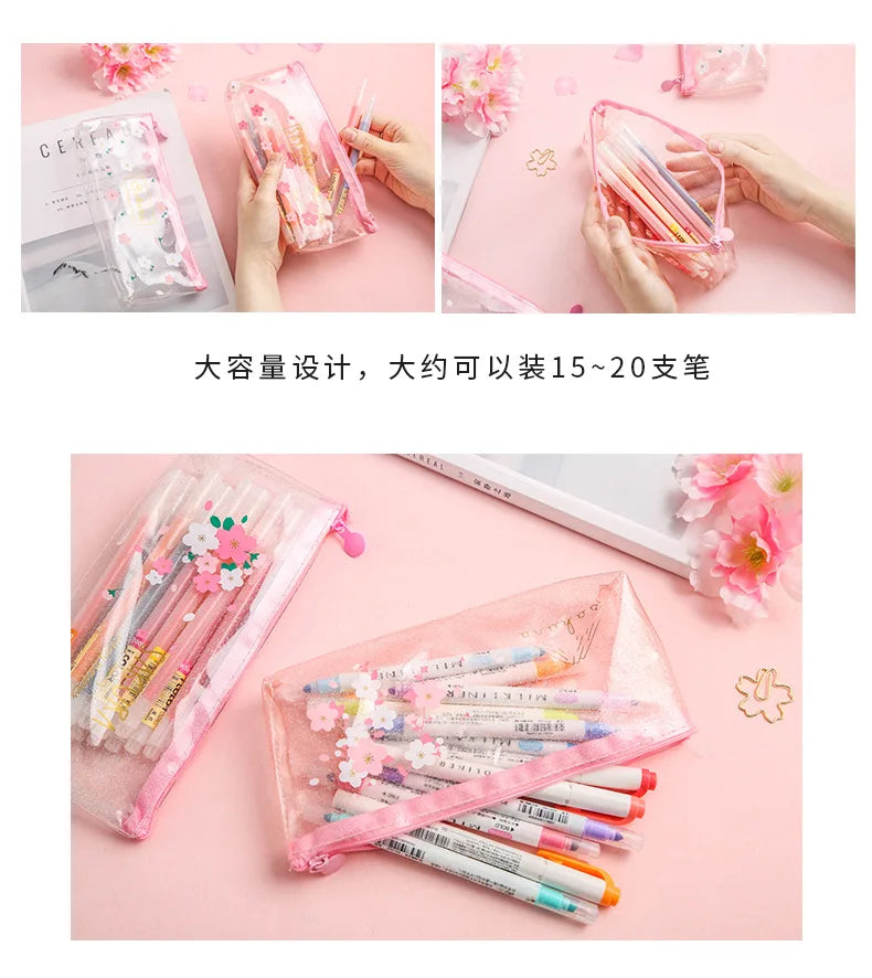 1Pcs Kawaii Pencil Case Beautiful pink girl heart Gift Estuches School Pencil Box  Pencil Bag School Supplies Stationery