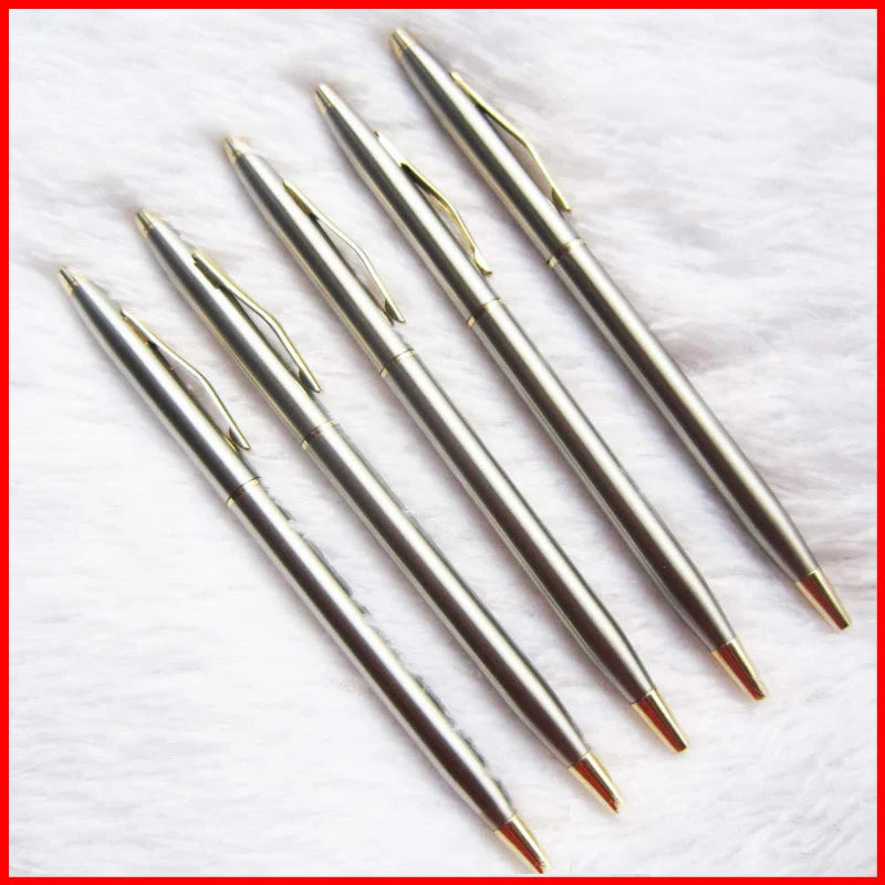 1 Pc New Arrival Stainless Steel Rod Rotating Metal Ballpoint Pen Commercial Ballpoint Pen Gift Stationery