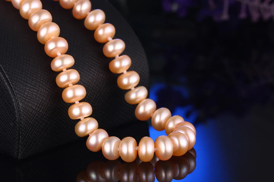 HENGSHENG High Luster 8-9mm 100% Natural Fresh water Pearl Necklace Long 45cm for Women Girls Birthday /Wedding Pearl Jewelry