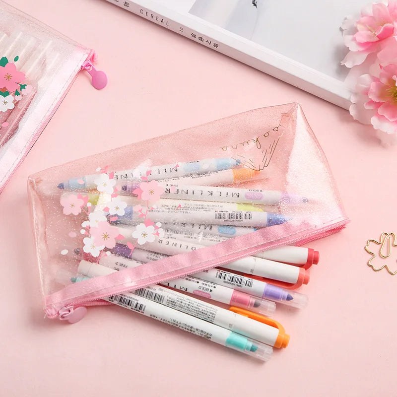 1Pcs Kawaii Pencil Case Beautiful pink girl heart Gift Estuches School Pencil Box  Pencil Bag School Supplies Stationery