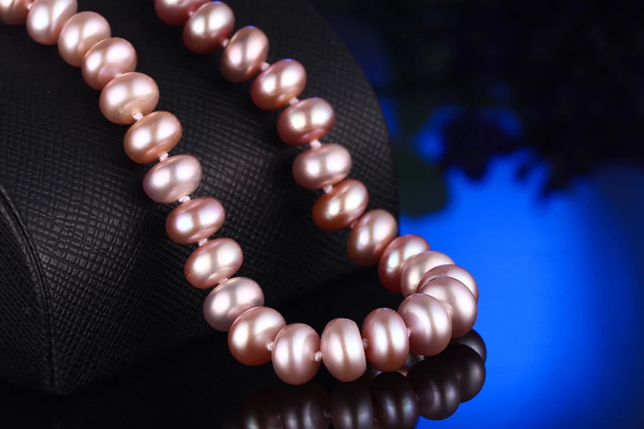 HENGSHENG High Luster 8-9mm 100% Natural Fresh water Pearl Necklace Long 45cm for Women Girls Birthday /Wedding Pearl Jewelry