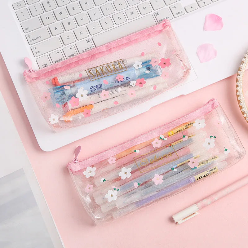 1Pcs Kawaii Pencil Case Beautiful pink girl heart Gift Estuches School Pencil Box  Pencil Bag School Supplies Stationery