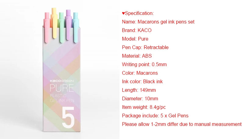 Kaco Cute Retractable Gel Pens Vintage Pen Extra Fine 0.5mm Kawaii Pen Stationery for Kids School Office Supplies