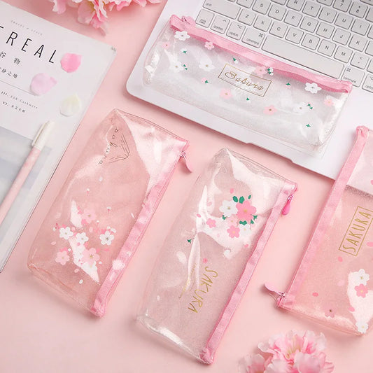 1Pcs Kawaii Pencil Case Beautiful pink girl heart Gift Estuches School Pencil Box  Pencil Bag School Supplies Stationery