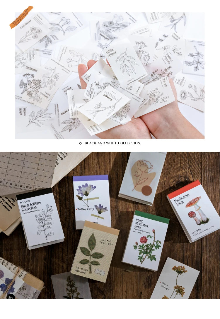 Journamm 50pcs Vintage Beautiful Plant Retro Card Kraft Cards for Deco Stationery LOMO Cards Stationery Notepad Sticky Notes