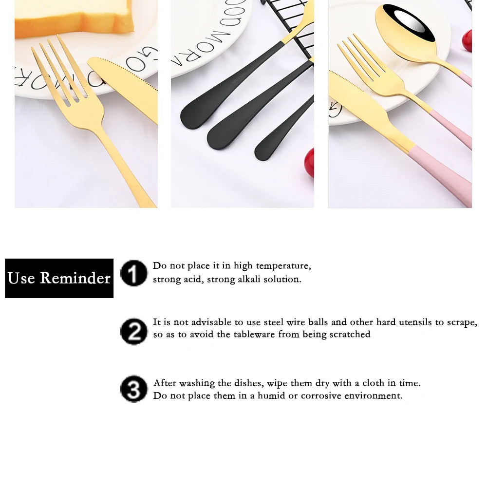 Red Silver Mirror Cutlery Set 24Pcs Dinnerware Set Flatware Cutlery Fork Knife Spoon Stainless Steel Silverware Tableware Set