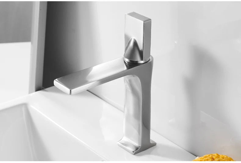 Basin Faucets Waterfall Bathroom Faucet Single handle Basin Mixer Tap Bath Antique Faucet Brass Sink Water Crane Silver 6009