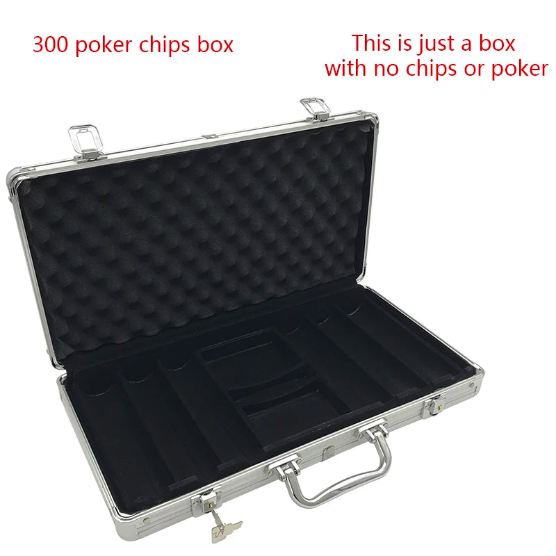 Portable 100/300 Suitcase Poker Set Chips Box Non-slip Mat Aluminum Suitcase Texas Playing Card Chips Box Entertainment