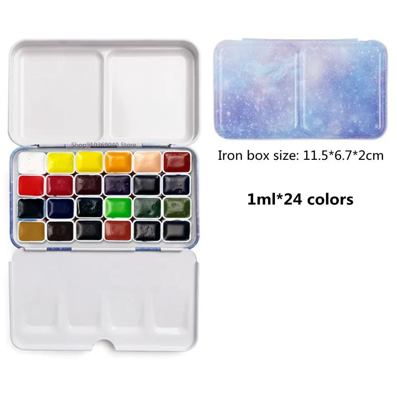 Schmincke College-level Watercolor 24 Colors 1ML Paint Sub-pack Portable Watercolor Metal Box Painter Painting Art Supplies