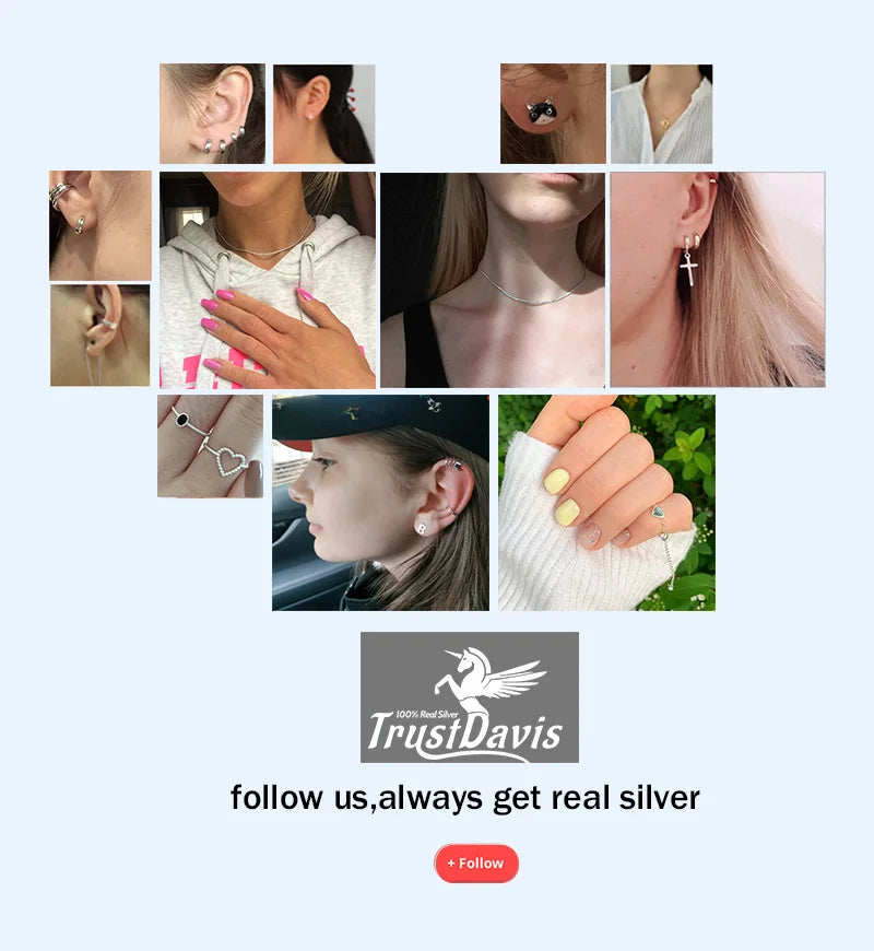 TrustDavis Real 925 Sterling Silver Earring Fashion Romantic Heart CZ Stud Earrings For Daughter Girls Fine S925 Jewelry DE0038