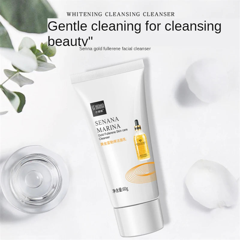 Gold Fullerene Facial Cleanser Foam Face Wash Collagen Shrink Pores Cleansing Oil Control Whitening Acne Treatment Skin Care 60g