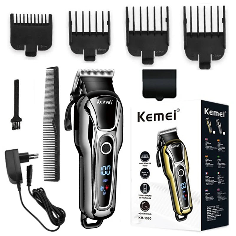 Original Kemei Barber Cordless Professional Hair Clipper For Men Beard Hair Trimmer Rechargeable Lithium Haircut Two Speed Motor