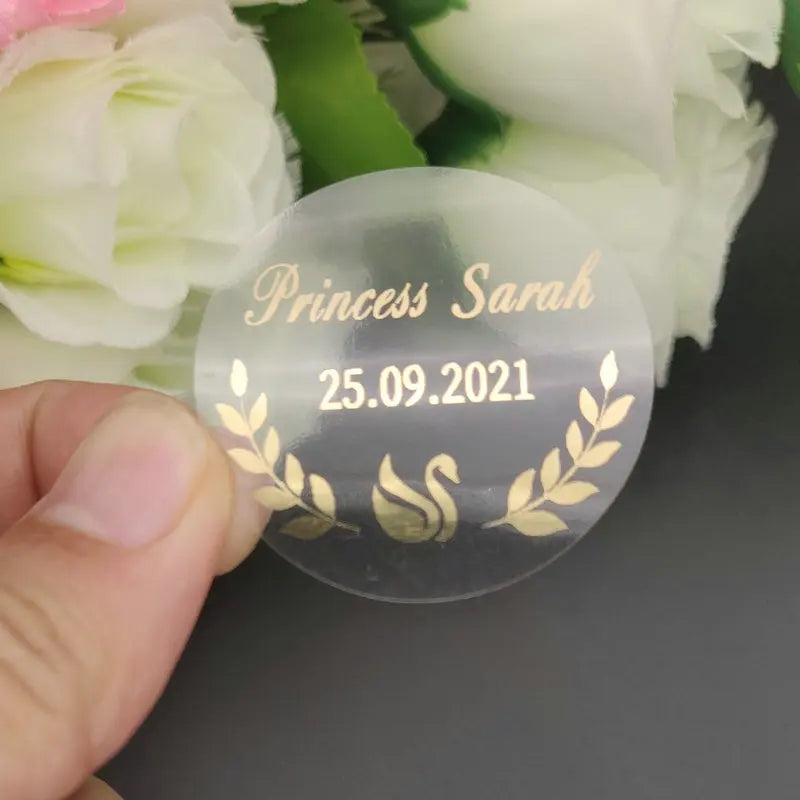 5CM Custom Name Wedding Sticker Personalized Design Your Label Candy Gift Box Birthday Party Seal Sticker Self-adhesive 50PCS