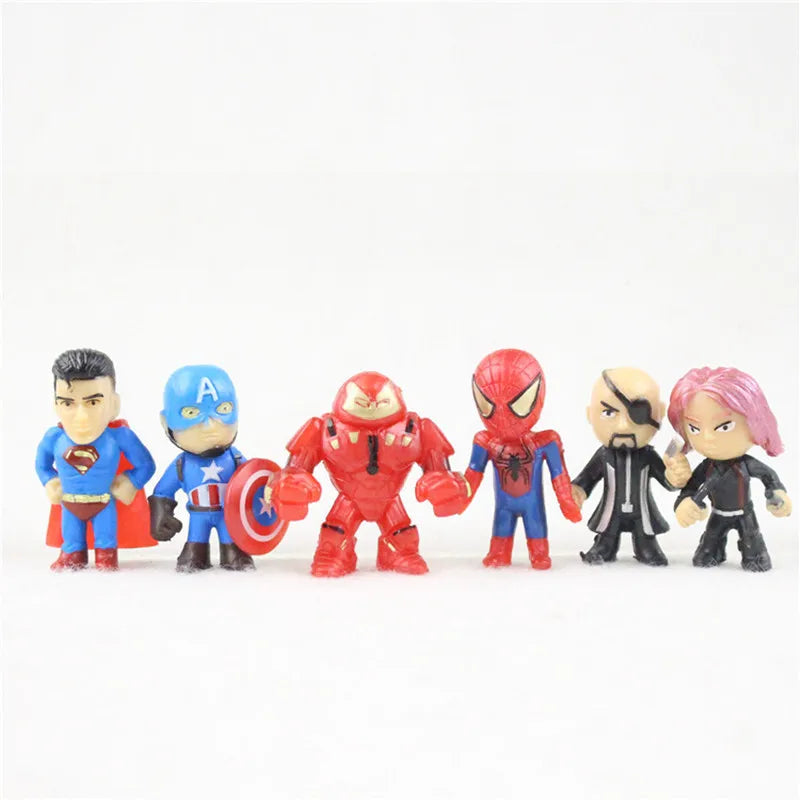 12 Pcs/Set New Q Avengers Mini Figures Hulk Thor Spider Man Action Figure Toys Superhero Model Toys For Children Christmas Gifts