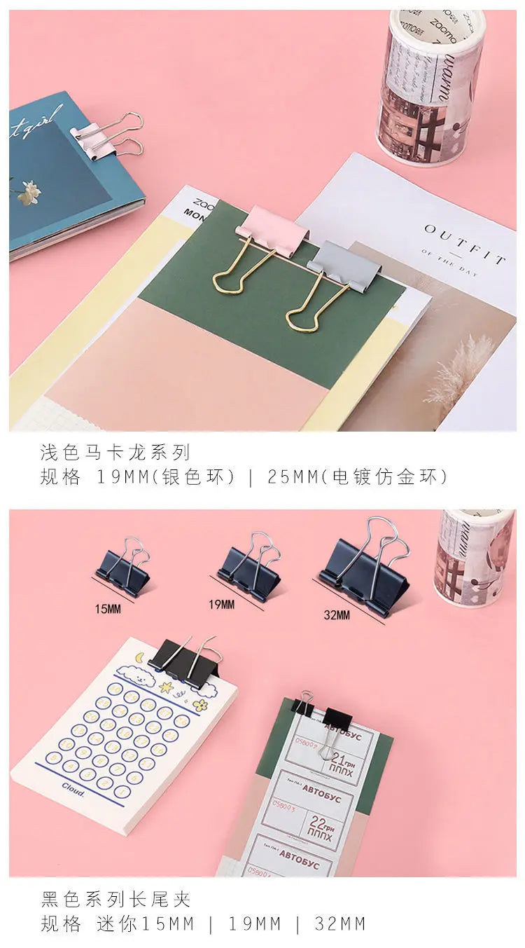 TUTU 19-32 mm color long tail clip to receive small pure and fresh and large small clip paper clip to black H0597