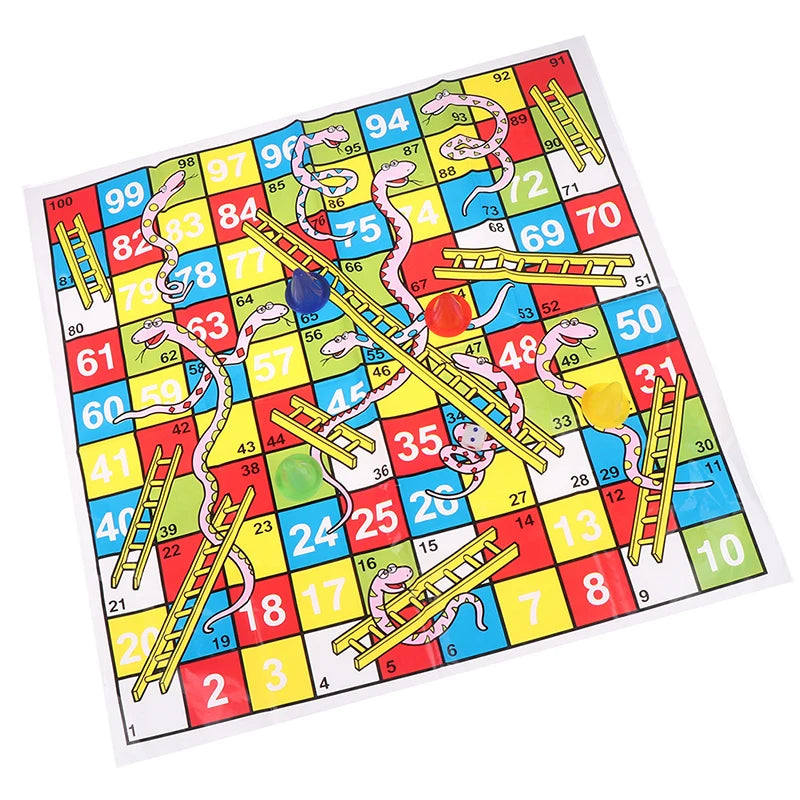 Hot！1Set Snake Ladder Educational Kids Children Toys Interesting Board Game Set Portable Flying Chess Board Family Board Game