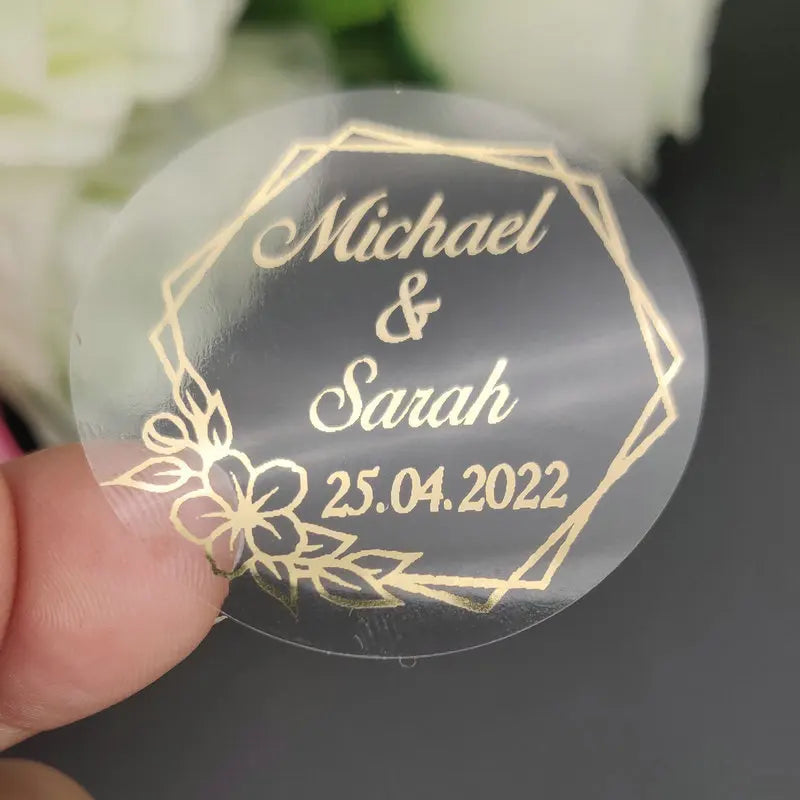 5CM Custom Name Wedding Sticker Personalized Design Your Label Candy Gift Box Birthday Party Seal Sticker Self-adhesive 50PCS