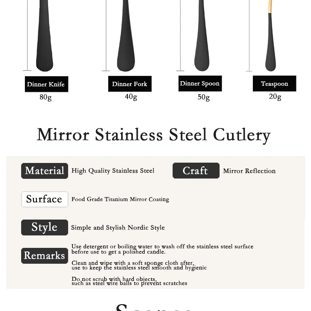 Red Silver Mirror Cutlery Set 24Pcs Dinnerware Set Flatware Cutlery Fork Knife Spoon Stainless Steel Silverware Tableware Set