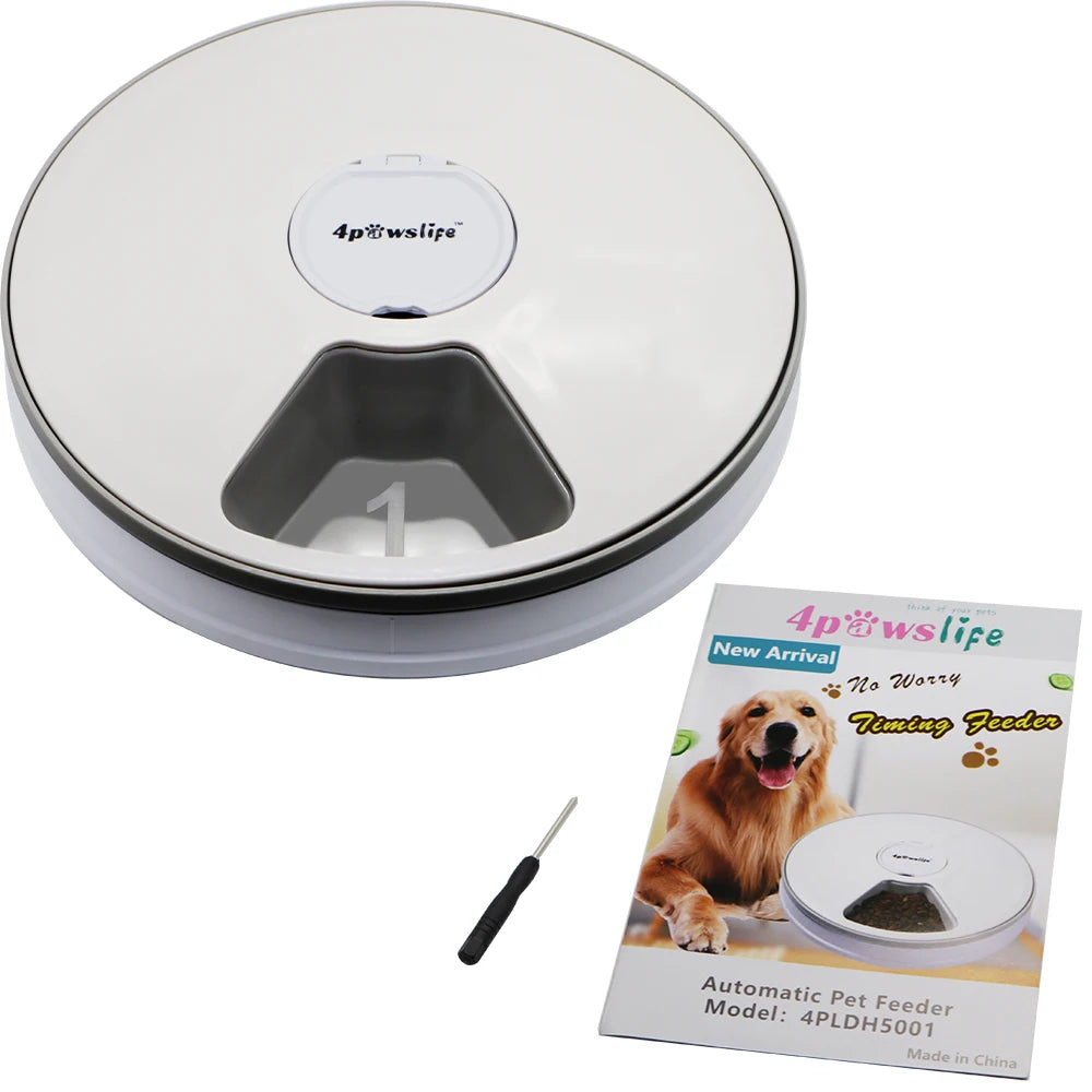 Pet Automatic Feeder Food Timing Dispenser Portion Control Detachable Dogs Cats Anti Slip With Voice Recorder Dry Wet Food