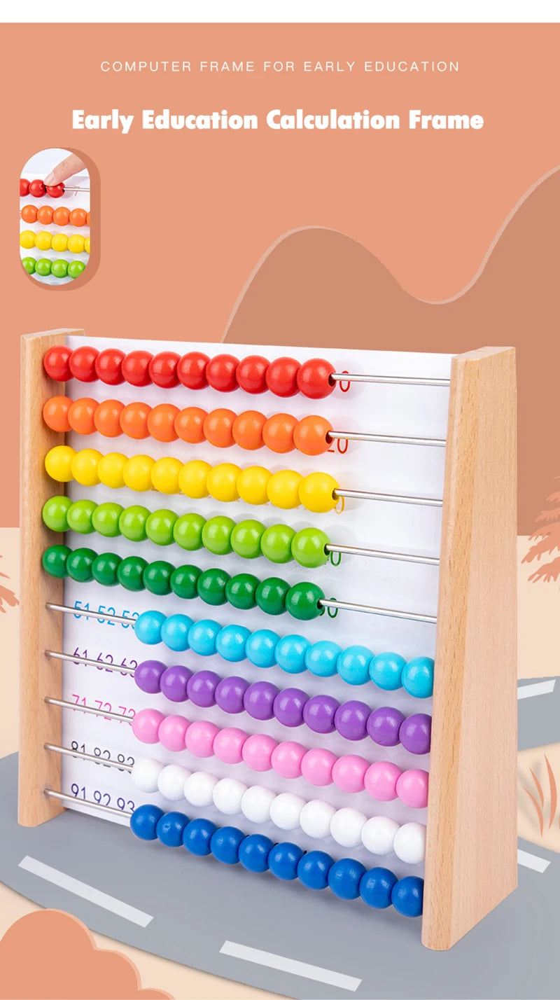 Wooden Abacus Educational Math Toy Children Rainbow Counting Beads Numbers Arithmetic Calculation Puzzle Montessori Learning Toy