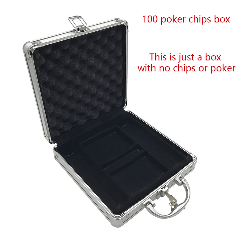 Portable 100/300 Suitcase Poker Set Chips Box Non-slip Mat Aluminum Suitcase Texas Playing Card Chips Box Entertainment