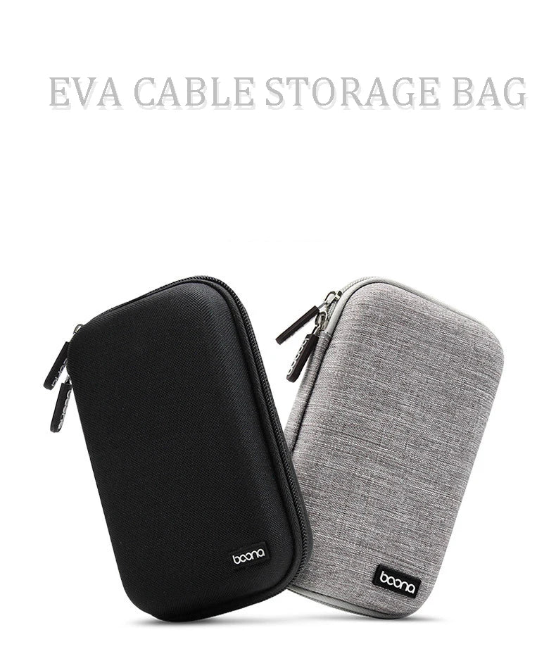 TUUTH EVA Cable Storage Bag Earphone Case Cable Pouch Travel Electronics Organizer Portable Digital USB Gadget Organizer Kit
