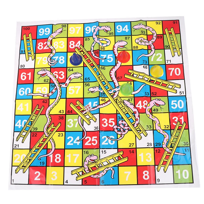 Hot！1Set Snake Ladder Educational Kids Children Toys Interesting Board Game Set Portable Flying Chess Board Family Board Game