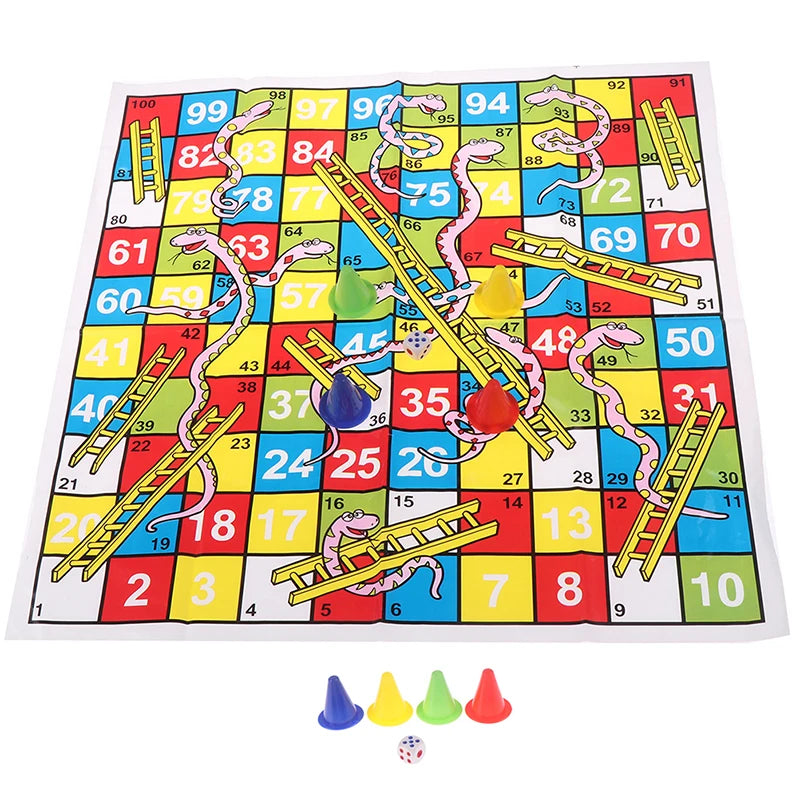 Hot！1Set Snake Ladder Educational Kids Children Toys Interesting Board Game Set Portable Flying Chess Board Family Board Game