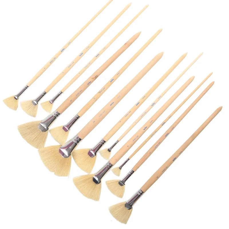 Skyists 2-20# Fan-shaped Brush Paint Brush Drawing White Pig Bristles Professional Oil Acrylic Painting Brush Set Painting