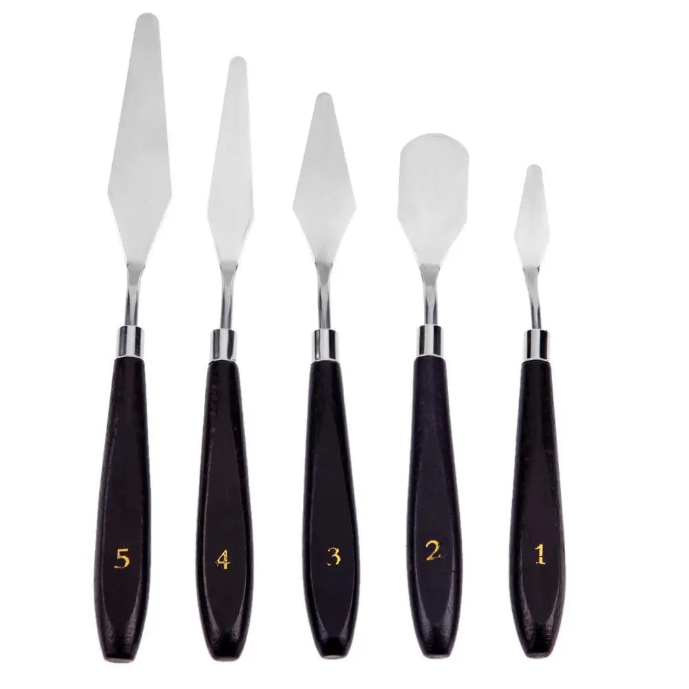 5pcs Painting Knife Spatula Palette Stainless Steel Arts Drawing Blades Kits Gouache Paint Craft Supplies for Artist Canvas