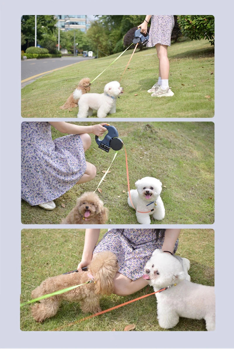 Double Dog Leash 360 Degree Retractable Roulette Leash Pet Walking Lead Outdoor Solid 3M Long Leashes For Two Dogs