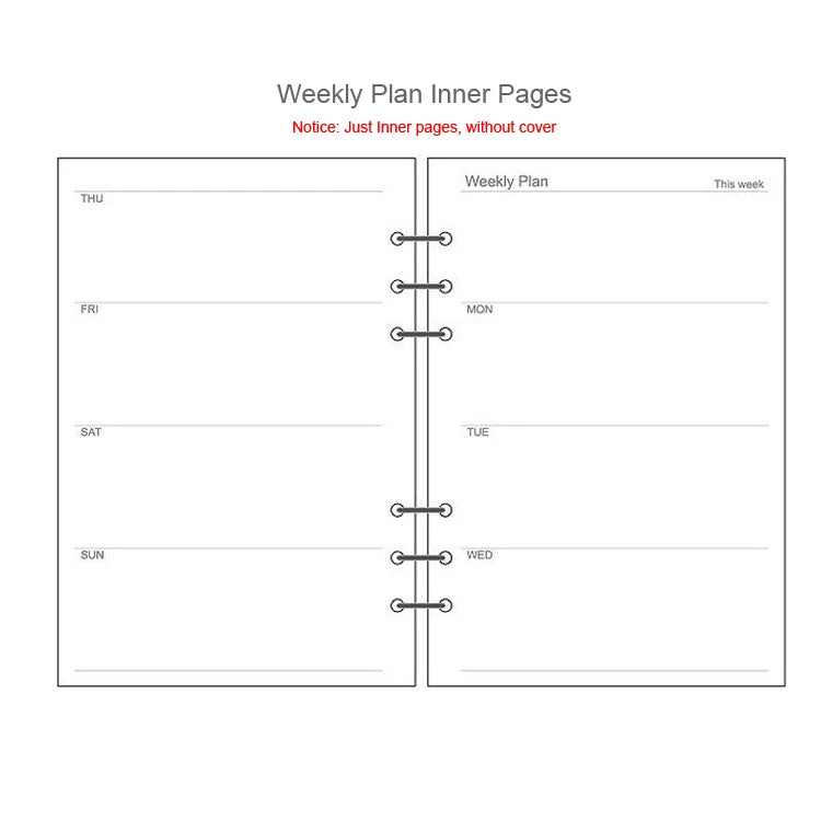 A5 A6A7 45 Sheets Loose Leaf Notebook Refill Spiral Binder Inner Page Weekly Monthly To Do Line Dot Grid Inside Paper Stationery
