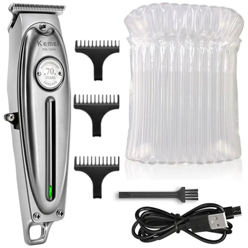 Kemei 1949 Hair Clipper Finishing Hair Cutting Machine Electric Barber Full Metal Professional Cordless Beard Hair Trimmer Men