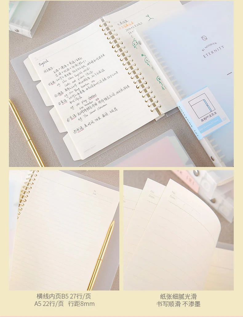 High Quality Binder Notebook A4/B5/A5 Loose Leaf Spiral Notebook Paper Diary Removable Simple Thickened Coil Shell Notebook