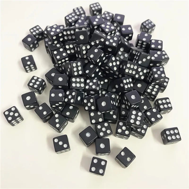 50Pcs/lot 8*8*8mm 6colors Plastic White Gaming Dice Standard Six Sided Cube For Decider Birthday Parties Board Game