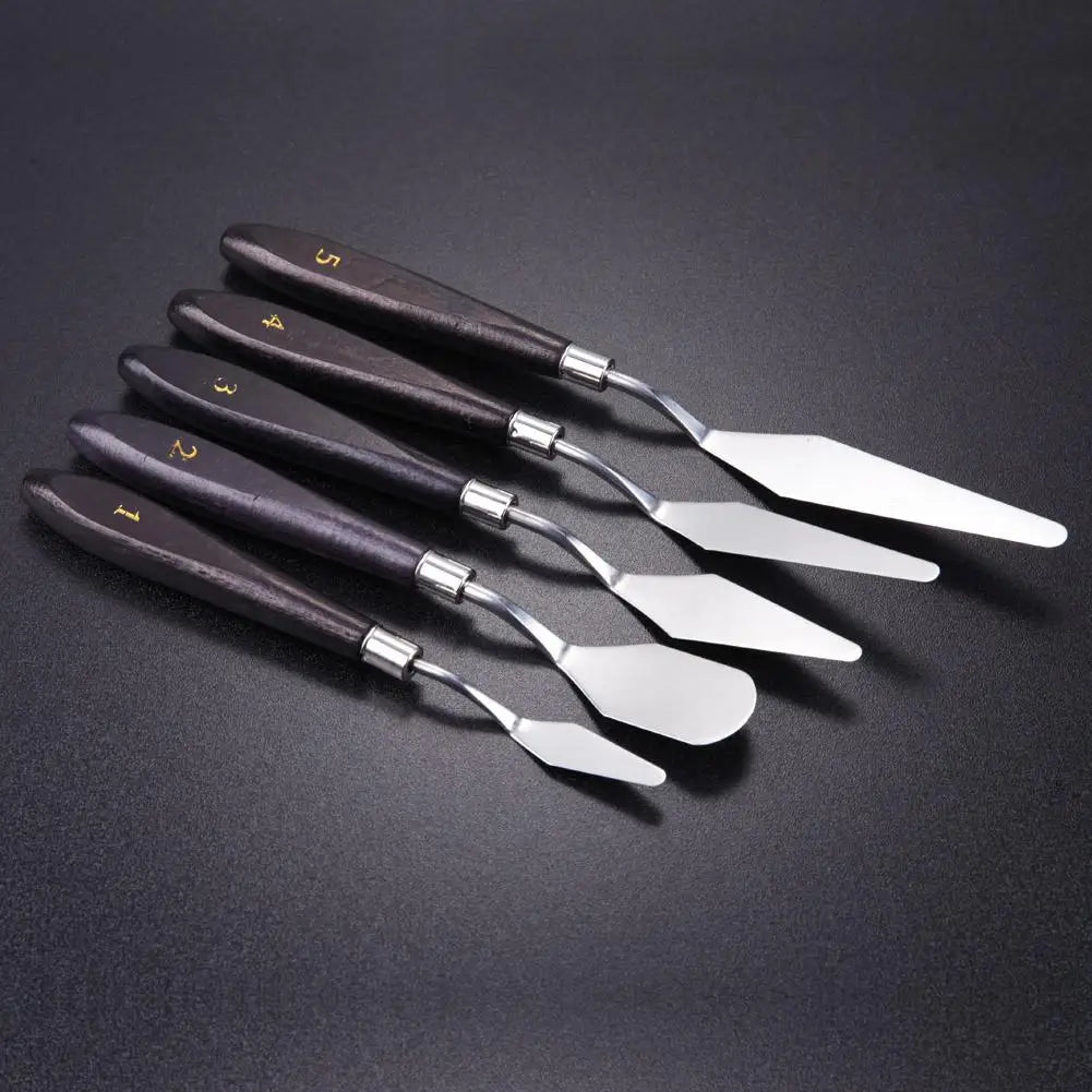 5pcs Painting Knife Spatula Palette Stainless Steel Arts Drawing Blades Kits Gouache Paint Craft Supplies for Artist Canvas