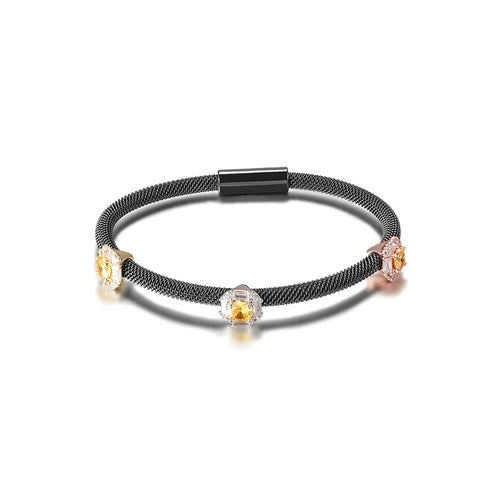 Tricolor PAVÉ SQUARE STATION BANGLE