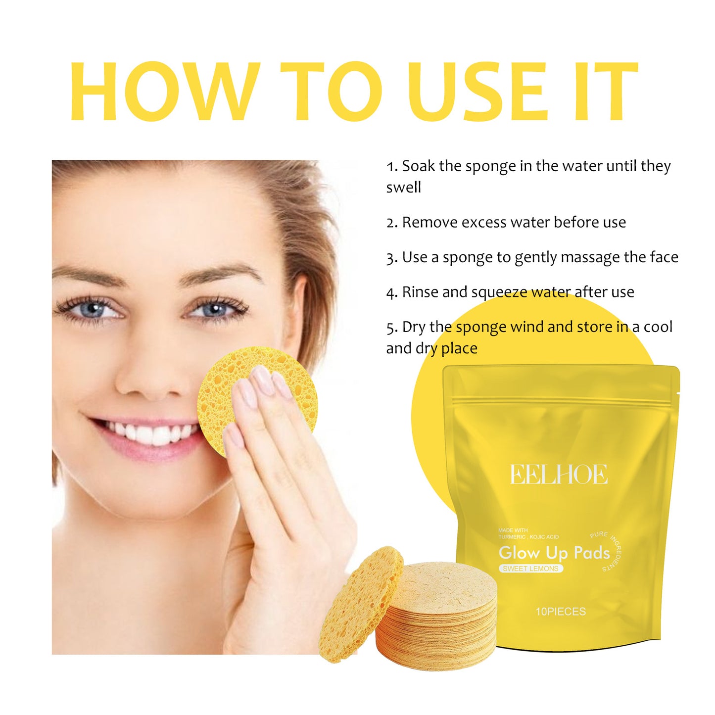 10Pcs Facial Washing Cleaning Compressed Cleanser Sponge Puff Soft Facial Compressed Cleaning Sponge Spa Exfoliating Face Care