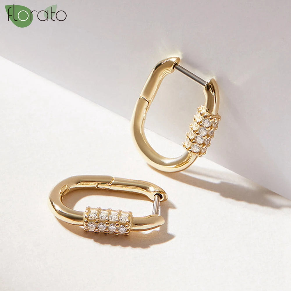925 Sterling Silver Needle Minimalism 18K Gold Earrings 11mm Small Hoop Earrings for Women Hip Hop Party Fashion Jewelry Gift