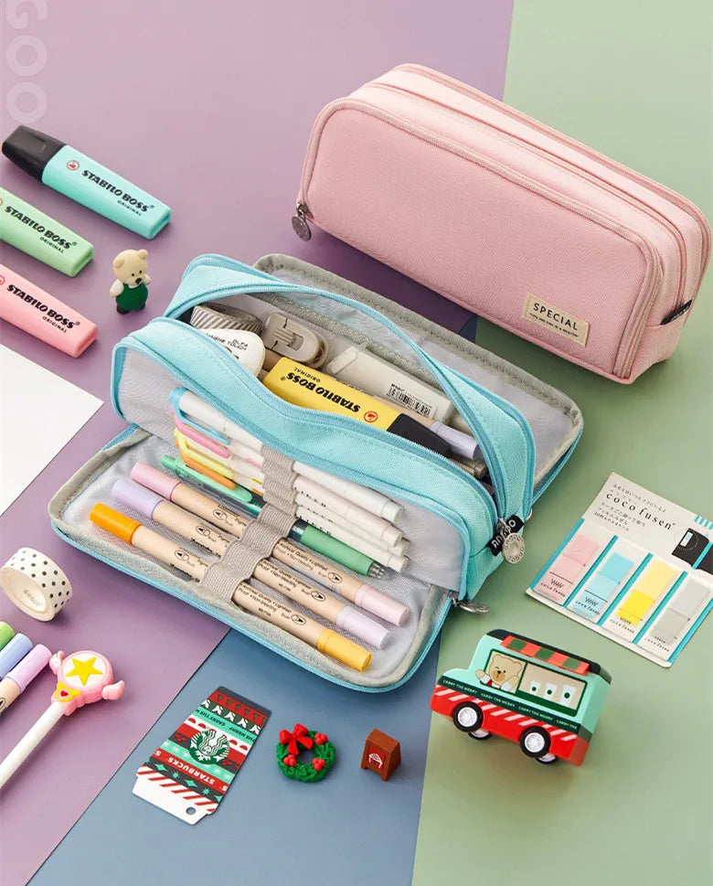 Large Capacity Pencil Case Kawaii Cute Pencil Cases Student Pen Case Big School Supplies Stationery Pencil Bags Box Pencil Pouch