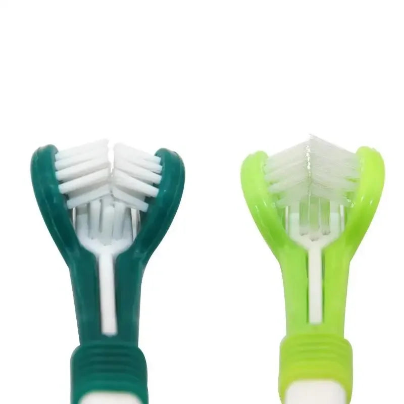 3D Three-head Dog Toothbrush Nontoxic Soft Bristle Brush Clean Puppy Teeth Iomnibearing Grooming Dog Supplies Accesorios Perros