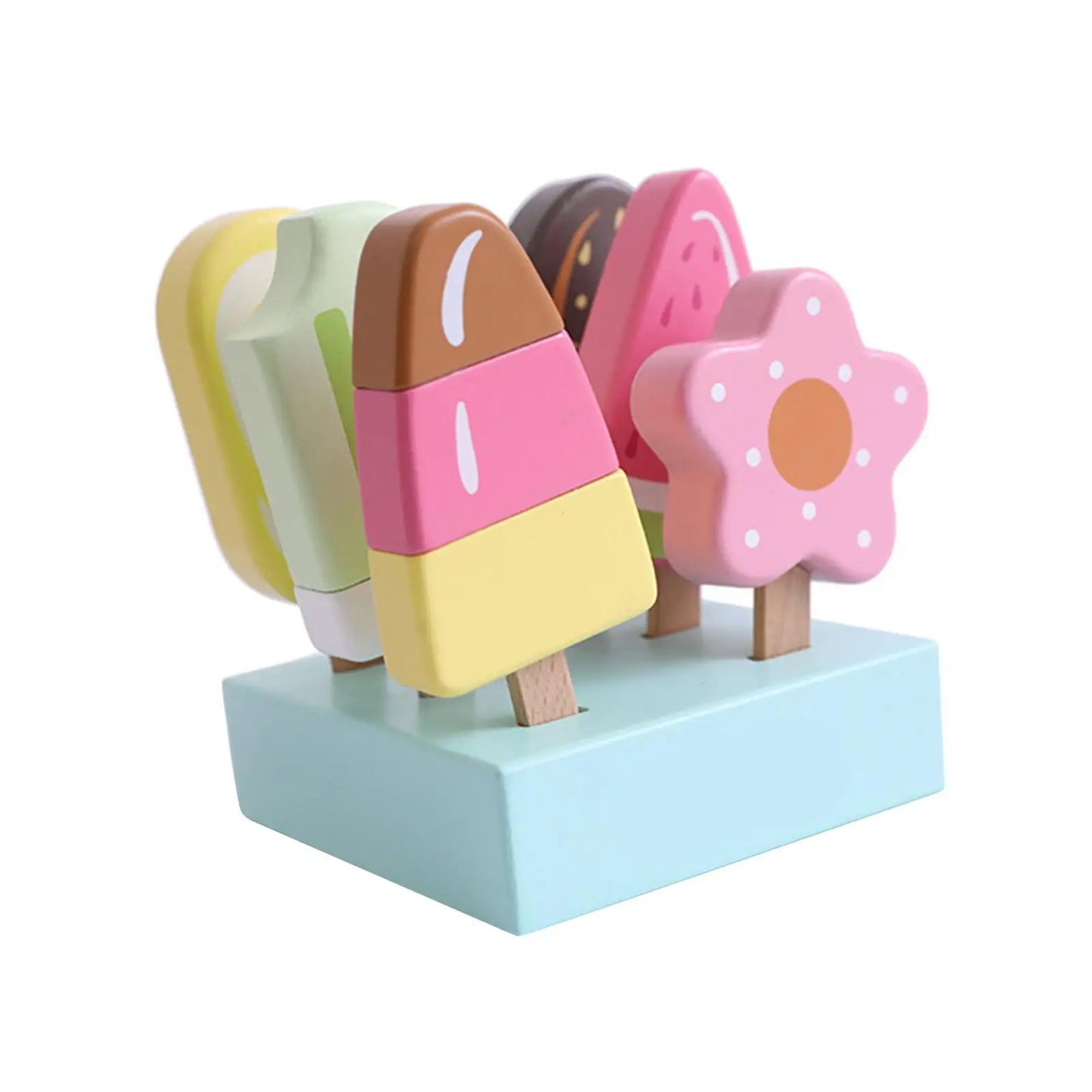 Ice Cream Toy Montessori Learning Toy Wooden Toy Popsicle Toy Pretend Toy for Preschool Children Girls Boys Holiday Gifts