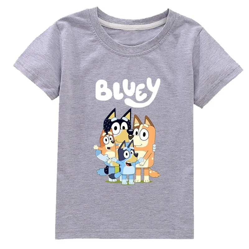 Moose New Bluey Family Summer Short-Sleeved T-Shirt Fashionable Children'S Clothing Boys And Girl Clothes Short-Sleeved T-Shirt