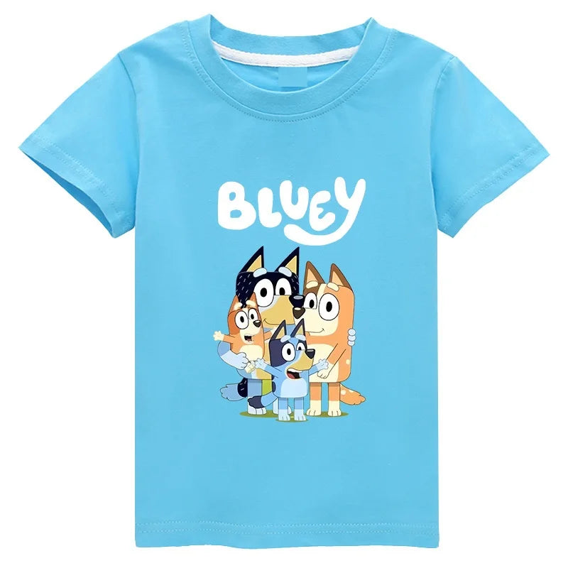 Moose New Bluey Family Summer Short-Sleeved T-Shirt Fashionable Children'S Clothing Boys And Girl Clothes Short-Sleeved T-Shirt